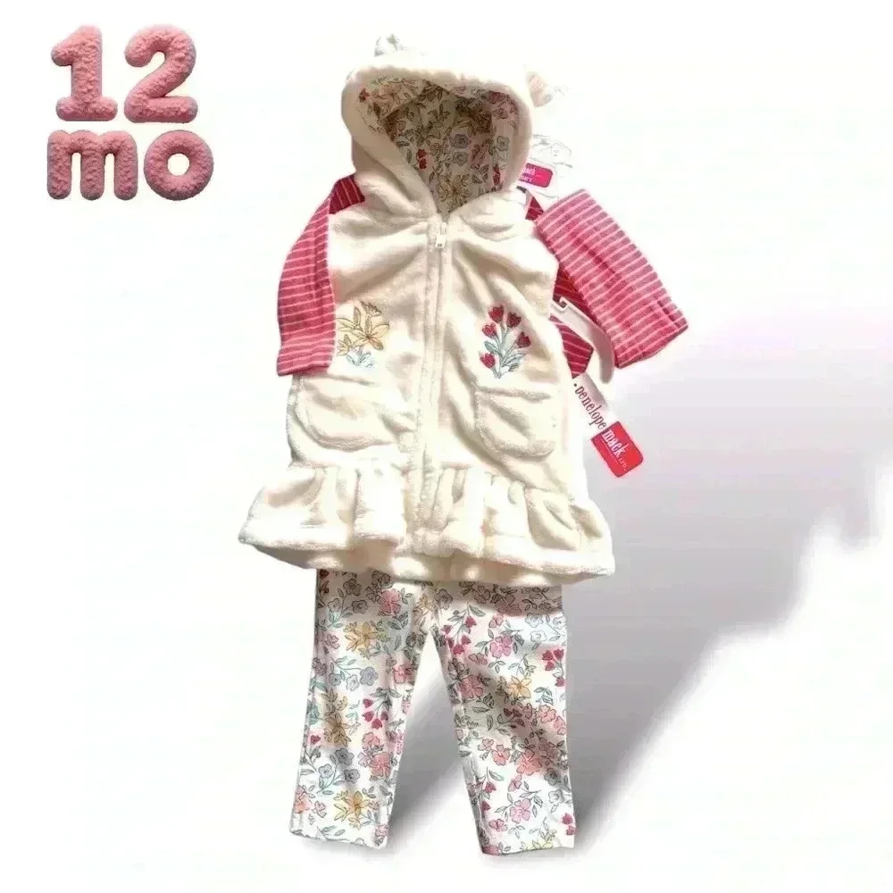 NWT Penelope Mack 12mo Snow Garden Set (hooded vest, LS, LP). Bundle to save!